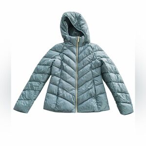 Michael Kors teal women’s hooded lightweight Packable Down Puffer coat- Small